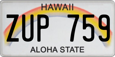 HI license plate ZUP759