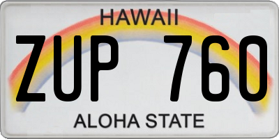 HI license plate ZUP760