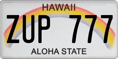 HI license plate ZUP777