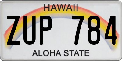 HI license plate ZUP784