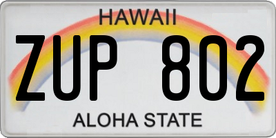 HI license plate ZUP802