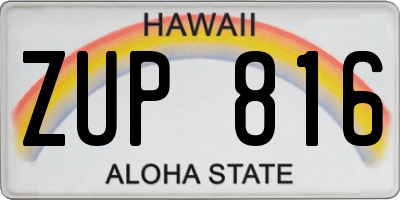 HI license plate ZUP816
