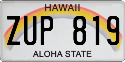 HI license plate ZUP819