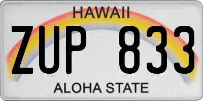 HI license plate ZUP833