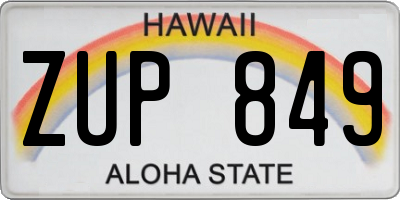 HI license plate ZUP849