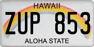 HI license plate ZUP853