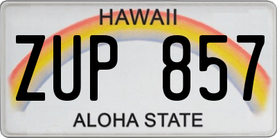 HI license plate ZUP857