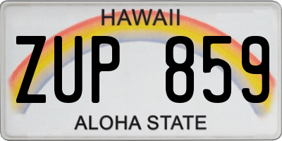 HI license plate ZUP859