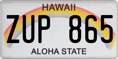 HI license plate ZUP865