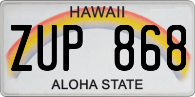 HI license plate ZUP868