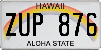 HI license plate ZUP876