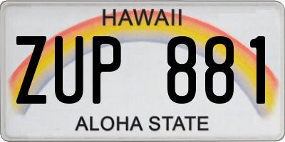 HI license plate ZUP881