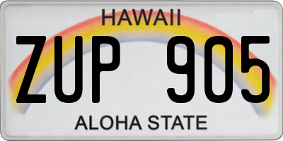HI license plate ZUP905