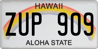HI license plate ZUP909