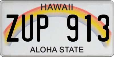 HI license plate ZUP913