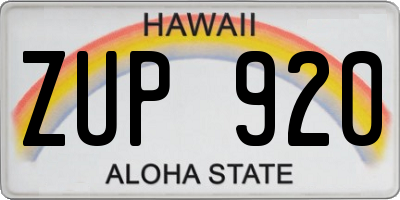 HI license plate ZUP920