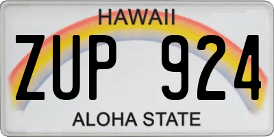 HI license plate ZUP924