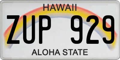 HI license plate ZUP929