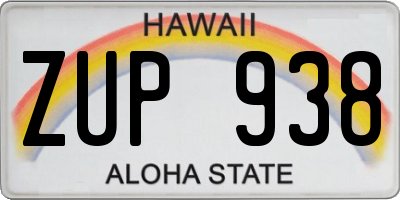 HI license plate ZUP938