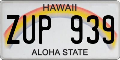 HI license plate ZUP939