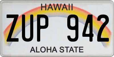 HI license plate ZUP942