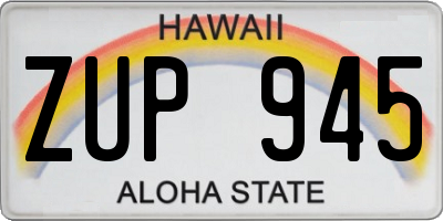 HI license plate ZUP945