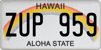 HI license plate ZUP959