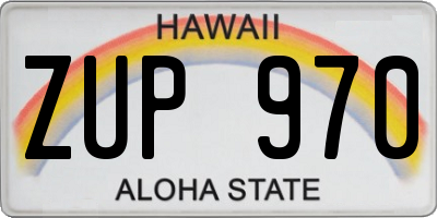 HI license plate ZUP970