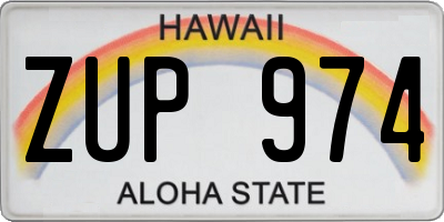 HI license plate ZUP974