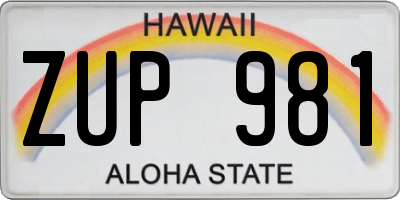 HI license plate ZUP981