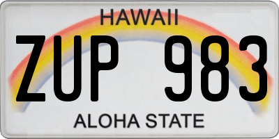 HI license plate ZUP983