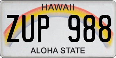 HI license plate ZUP988