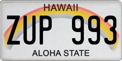 HI license plate ZUP993