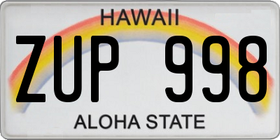 HI license plate ZUP998