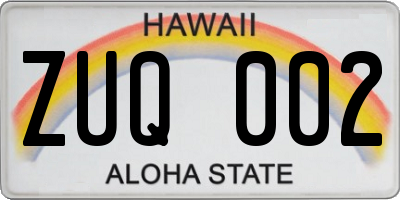 HI license plate ZUQ002