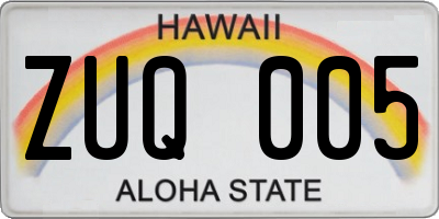 HI license plate ZUQ005