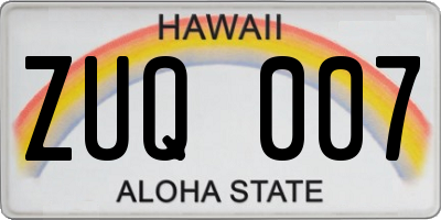 HI license plate ZUQ007