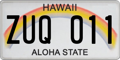 HI license plate ZUQ011