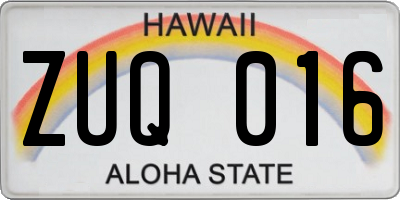 HI license plate ZUQ016