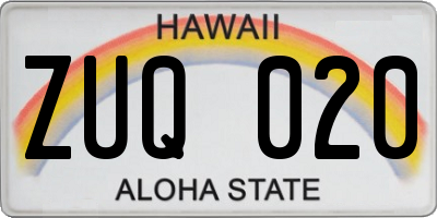HI license plate ZUQ020
