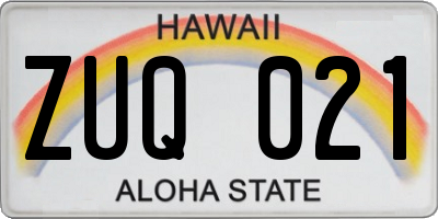 HI license plate ZUQ021