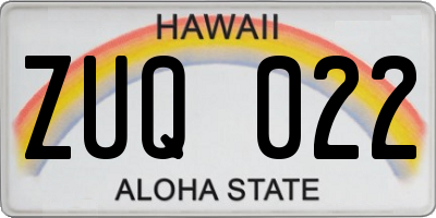 HI license plate ZUQ022