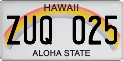HI license plate ZUQ025