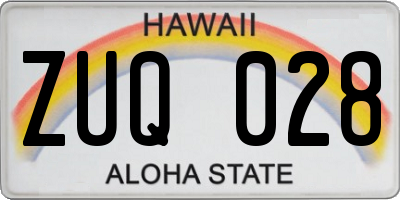 HI license plate ZUQ028