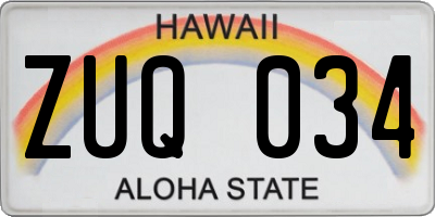 HI license plate ZUQ034