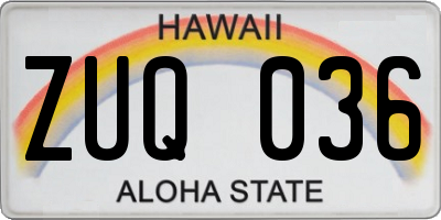 HI license plate ZUQ036