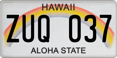 HI license plate ZUQ037