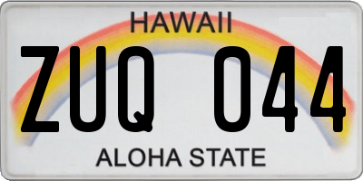 HI license plate ZUQ044