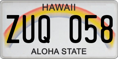 HI license plate ZUQ058