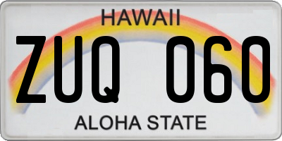 HI license plate ZUQ060